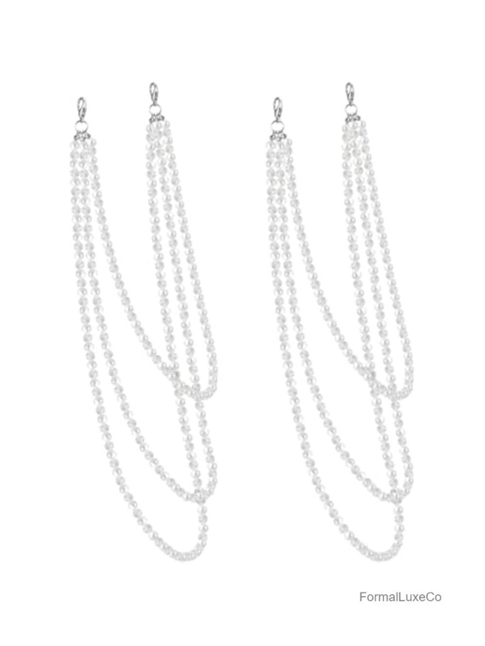 Pearl Body Chain Jewelry Set 3-Layer Beaded Shoulder Chain with Back Chain for